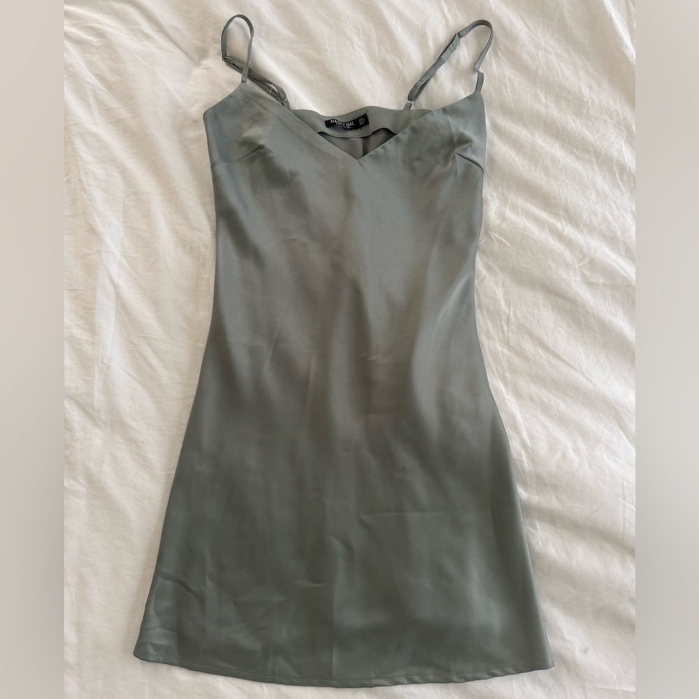 Nasty Gal Satin Slip Cami Top in Sage